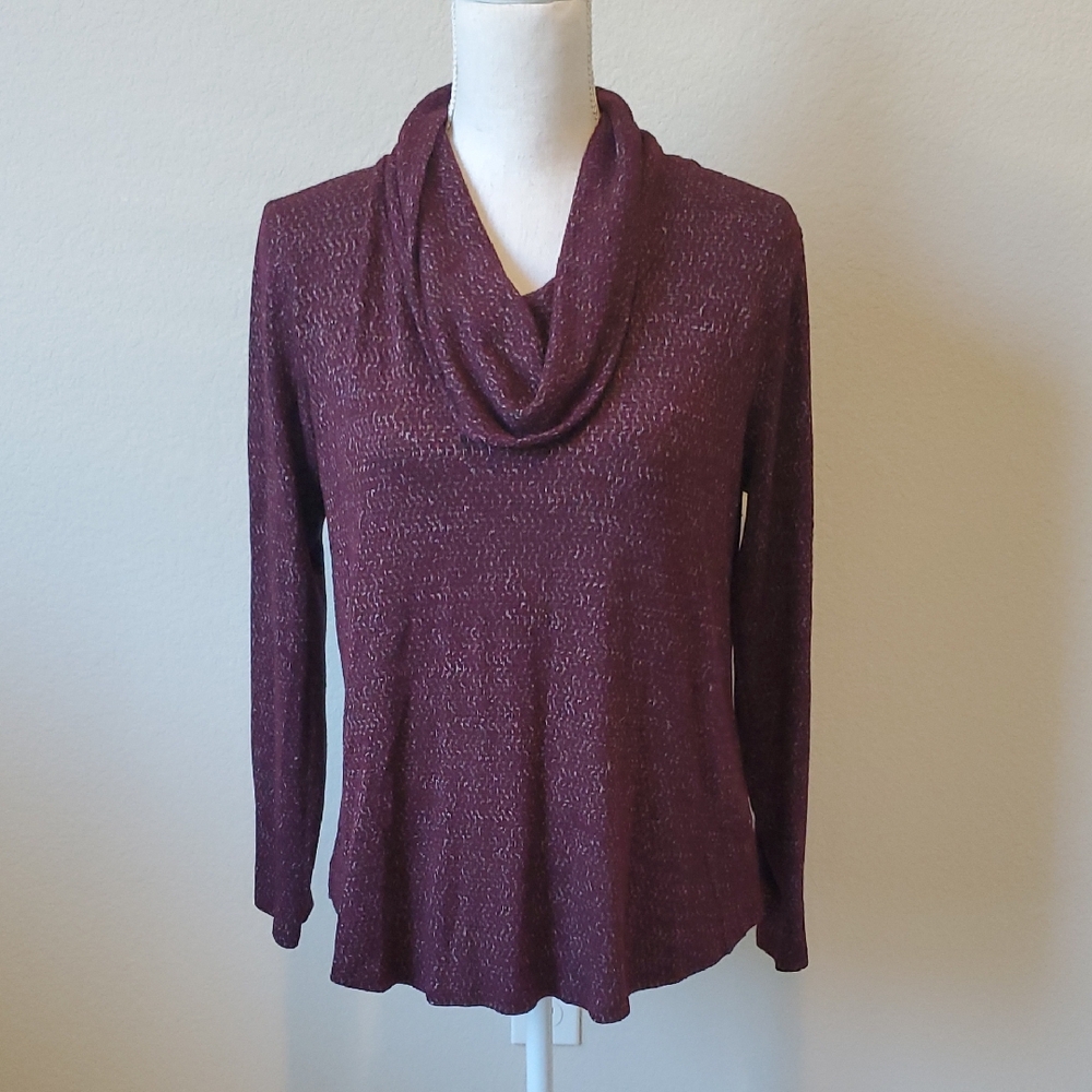 (3 For $20) Apt. 9 Wine Cowl Neck Long Sleeve Sweater